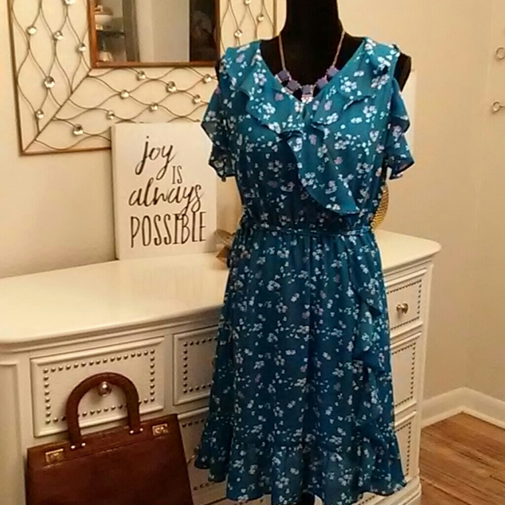 Blue Ruffle Dress - Picture 2 of 4